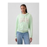 GAP Kadın Açık Yeşil Logo Fermuarlı Fransız Havlu Kumaş Sweatshirt