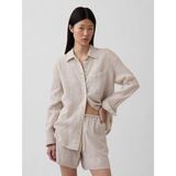 GAP Kadın Bej 100% Keten Oversize Gömlek