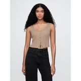 Gap Kadın Bej Crop Fitilli Atlet - XL