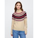 Gap Kadın Bej Fair Isle Desenli Balıkçı Yaka Kazak - M
