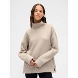 GAP Kadın Bej GapFit Karo Desenli Jakarlı Triko Funnel-Neck Sweatshirt