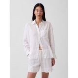 Gap Kadın Beyaz 100% Keten Oversize Gömlek - XL