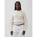 Gap Kadın Beyaz 100% Pamuk Barrel Kol Crop Kazak - XL