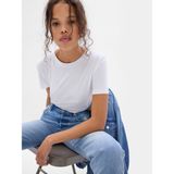 GAP Kadın Beyaz %100 Pamuk VintageSoft Bisiklet Yaka T-Shirt