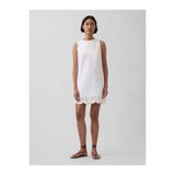 GAP Kadın Beyaz Eyelet Hem Mini Shift Elbise