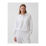GAP Kadın Beyaz Fransız Havlu Kumaş Oversized Polo Sweatshirt