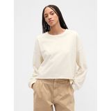GAP Kadın Beyaz Heavyweight Fransız Havlu Kumaş Logo Crop Sweatshirt
