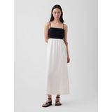 Gap Kadın Beyaz Keten Karışımlı Empire Waist Maxi Elbise