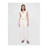 GAP Kadın Beyaz Keten Karışımlı Relaxed Straight Ankle Pantolon