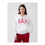 GAP Kadın Beyaz Logo Fermuarlı Fransız Havlu Kumaş Sweatshirt
