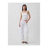 GAP Kadın Beyaz Low Rise Long & Lean Lace-Up Jean Pantolon