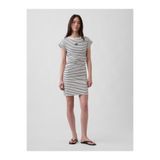 GAP Kadın Beyaz Mini Logo Ruched T-Shirt Elbise