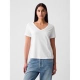 Gap Kadın Beyaz Organik Pamuk Vintage V Yaka T-Shirt - XL