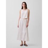 Gap Kadın Beyaz Pamuk Gauze Tiered Easy Maxi Etek