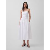GAP Kadın Beyaz Poplin Drop-Waist Maxi Elbise