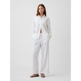 Gap Kadın Beyaz Relaxed Keten Karışımlı Wide-Leg Pantolon