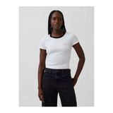 GAP Kadın Beyaz Ribbed Logo Baby Crop T-Shirt