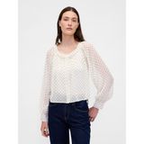 Gap Kadın Beyaz Sheer Button-Front Transparan Gömlek - XL