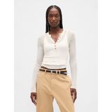 Gap Kadın Beyaz Transparan Fitilli Henley Kazak - XS