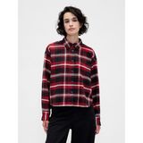 Gap Kadın Bordo Flannel Straight-Hem Crop Gömlek - XS