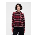 GAP Kadın Bordo Flannel Straight-Hem Crop Gömlek