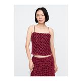 GAP Kadın Bordo Kadife İşlemeli Crop Bluz