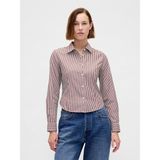 Gap Kadın Çizgili Organik Pamuk Fitted Crop Gömlek - XS