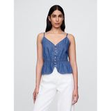 Gap Kadın Denim Mavi Denim Peplum Cami Bluz - 2XL