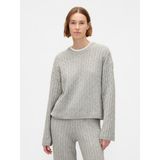 Gap Kadın Gri Cashsoft Cable-Knit Bisiklet Yaka Kazak - XL