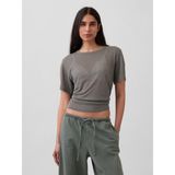 Gap Kadın Gri Keten Karışımlı Relaxed T-Shirt - 2XL
