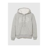 GAP Kadın Gri Relaxed Logo Sherpa-Astarlı Fermuarlı Sweatshirt
