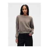 GAP Kadın Gri VintageSoft Jewel-Neck Crop Sweatshirt