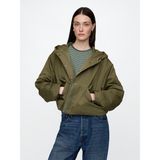 Gap Kadın Haki Kapüşonlu Crop Ceket - Yeşil - M - L
