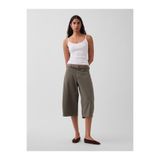 GAP Kadın Haki Mid Rise Kemerli Culotte Barrel Pantolon