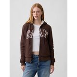 Gap Kadın Kahverengi Relaxed Gap Logo Sherpa-Astarlı Fermuarlı Sweatshirt - XL
