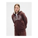 GAP Kadın Kahverengi Relaxed Logo Sherpa-Astarlı Fermuarlı Sweatshirt