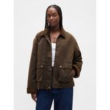 Gap Kadın Kahverengi Waxed Canvas Ahır Ceket - XL