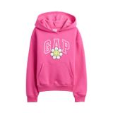 GAP Kadın Kapüşonlu Sweatshirt, Logo Çiçek Desenli, Pembe, L Beden