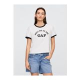 GAP Kadın Kırık Beyaz Logo Crop T-Shirt