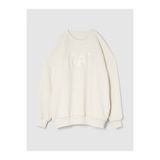 GAP Kadın Kırık Beyaz Logo Oversize Sherpa Kalpli Sweatshirt