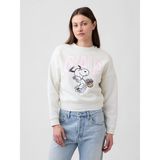 Gap Kadın Kırık Beyaz Peanuts Oversized Wedge Bisiklet Yaka Sweatshirt - M