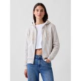 Gap Kadın Kırık Beyaz Relaxed Gap Logo Sherpa-Astarlı Fermuarlı Sweatshirt