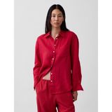 Gap Kadın Kırmızı 100% Keten Oversize Gömlek - XS