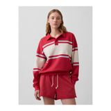 GAP Kadın Kırmızı Fransız Havlu Kumaş Oversized Polo Sweatshirt