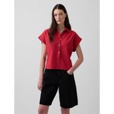 Gap Kadın Kırmızı Keten Karışımı Oversize Gömlek - XS