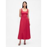 GAP Kadın Kırmızı Keten Karışımı Shirred Maxi Elbise
