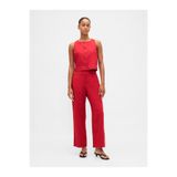 GAP Kadın Kırmızı Keten Karışımlı Relaxed Straight Ankle Pantolon