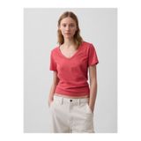 GAP Kadın Kırmızı Organik Pamuk VintageSoft V-Yaka T-Shirt