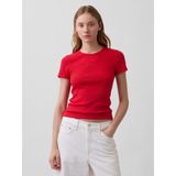 GAP Kadın Kırmızı Pointelle Bisiklet Yaka T-Shirt