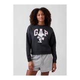 GAP Kadın Koyu Gri Peanuts Oversized Wedge Bisiklet Yaka Sweatshirt